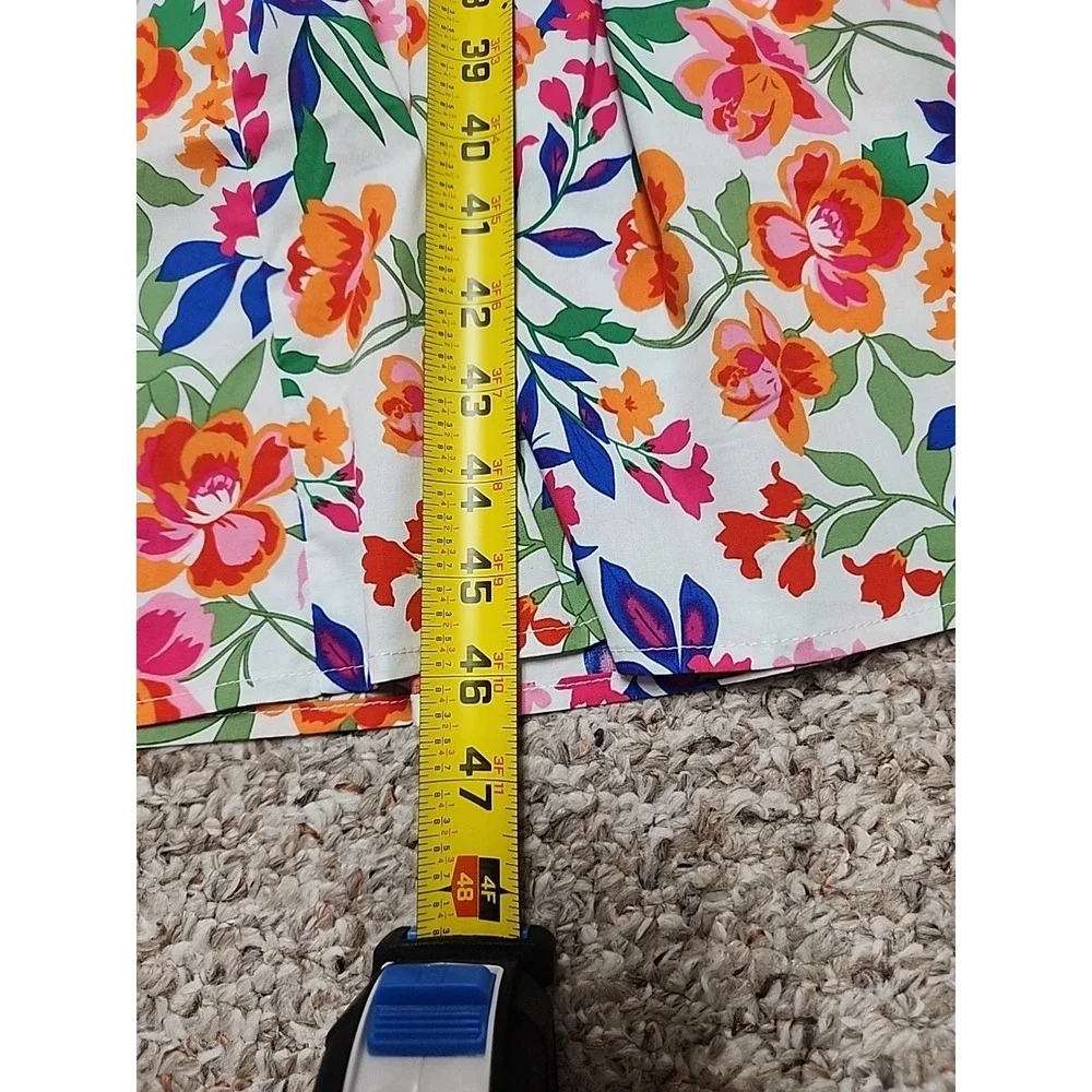 PrettyGarden Floral Smocked Midi‎ Dress Large Ruffle Sleeveless Multicolor NWT